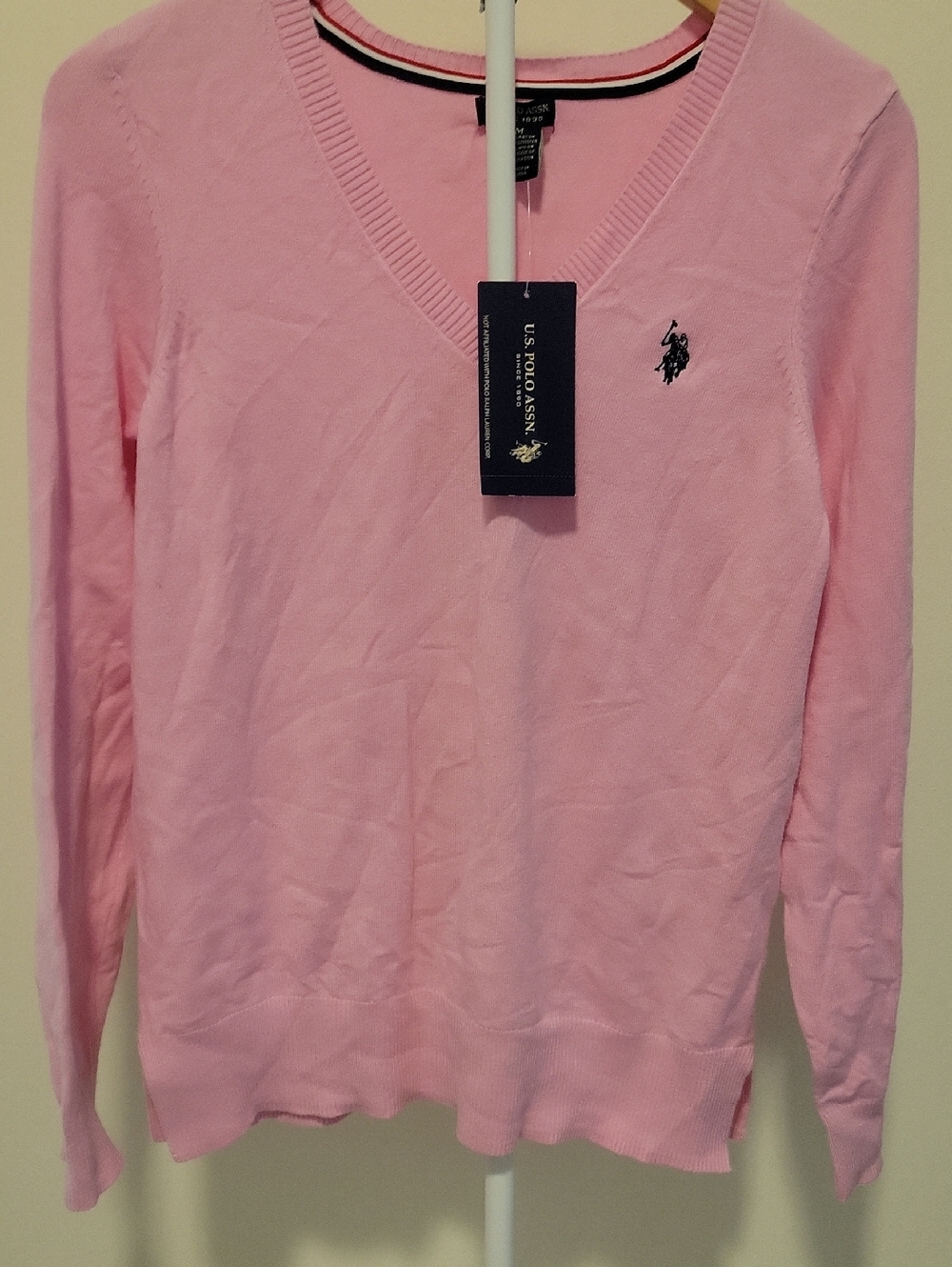 U.S. Polo Assn. Pink V-Neck Sweater with Logo